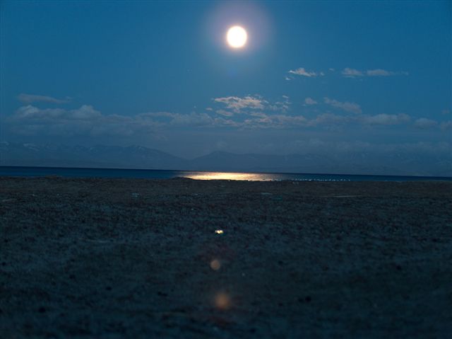 Full Moon above lake Manasarovar, Tibet